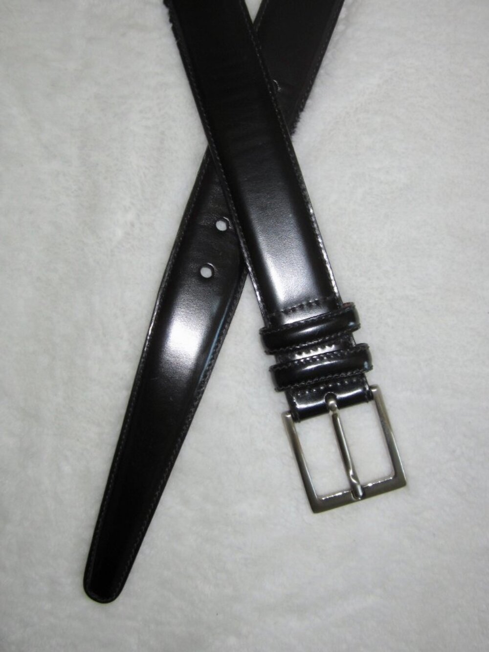 TRAFALGAR Black Leather Belt Made in USA Italian Solid Brass Buckle Men's 36 - Picture 2 of 8